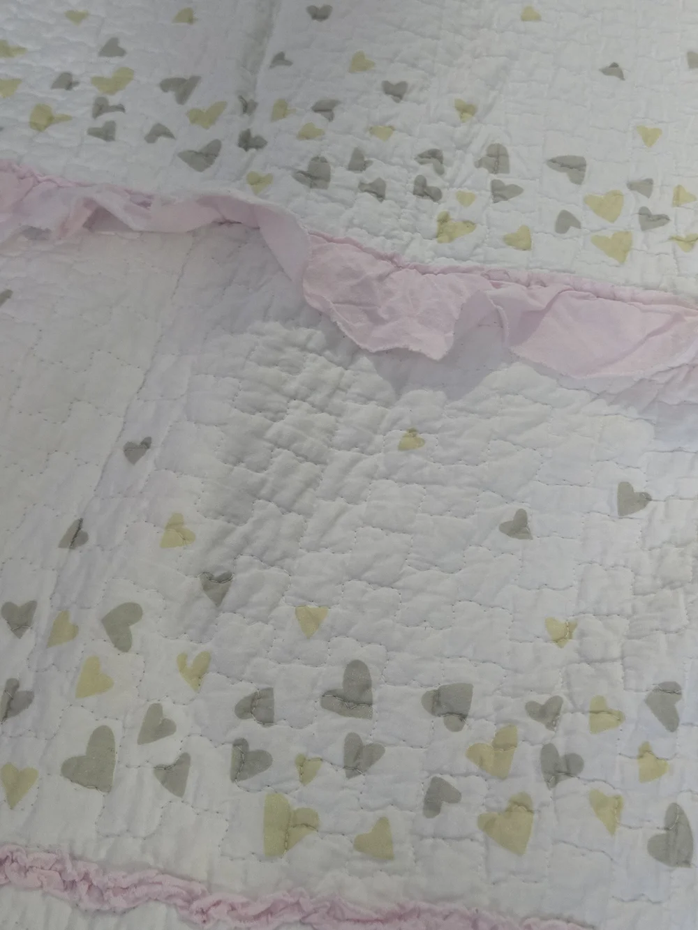Cozy Line 100% Cotton TWIN Pink&Gold Hearts Quit And Sham Set